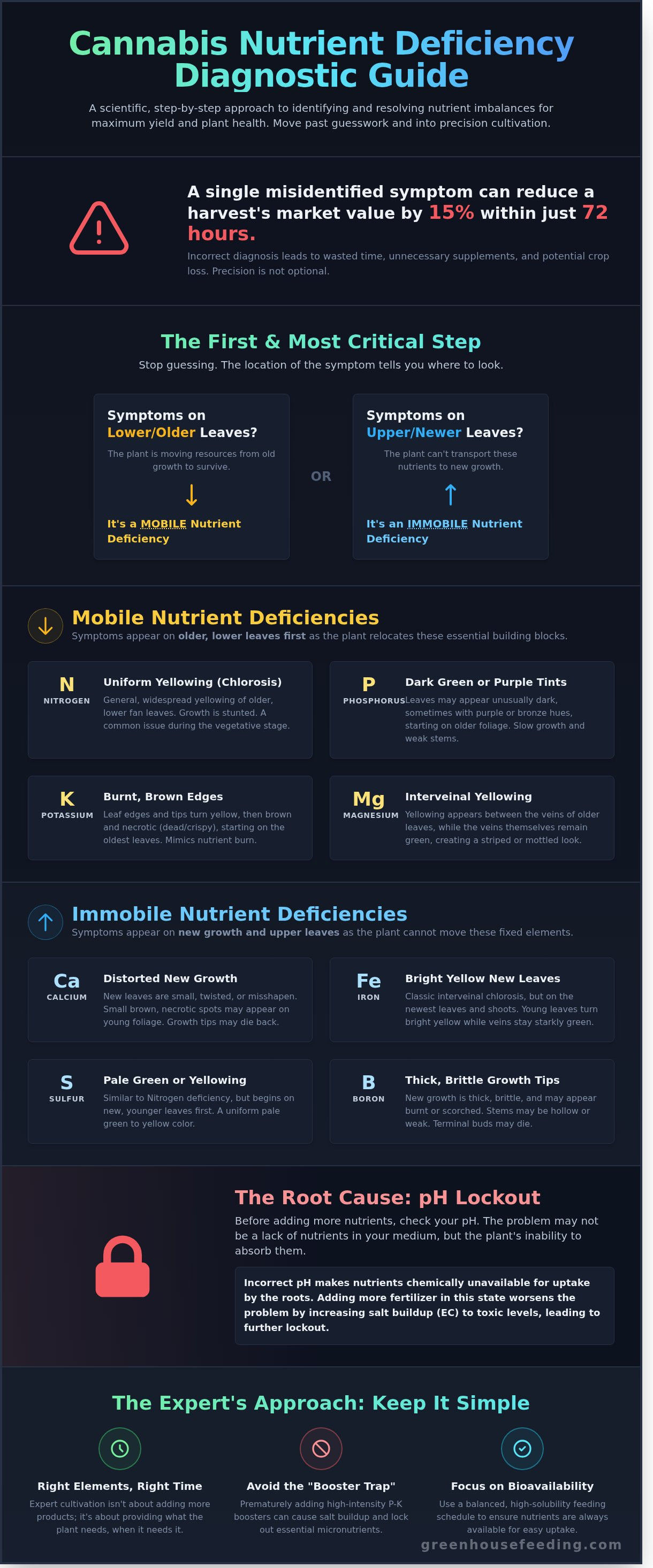 Cannabis Deficiency Chart: The Expert Guide to Diagnosing and Fixing Plant Health infographic