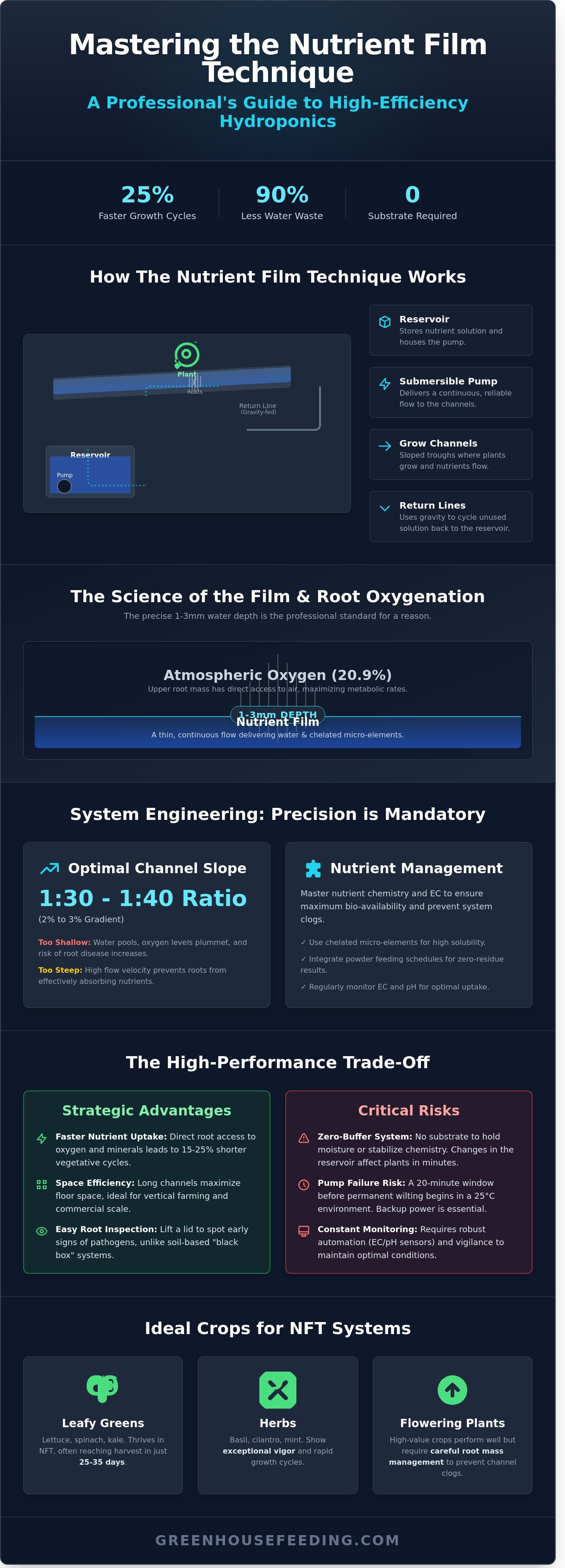 Nutrient Film Technique (NFT): The Expert Guide to High-Performance Hydroponics infographic