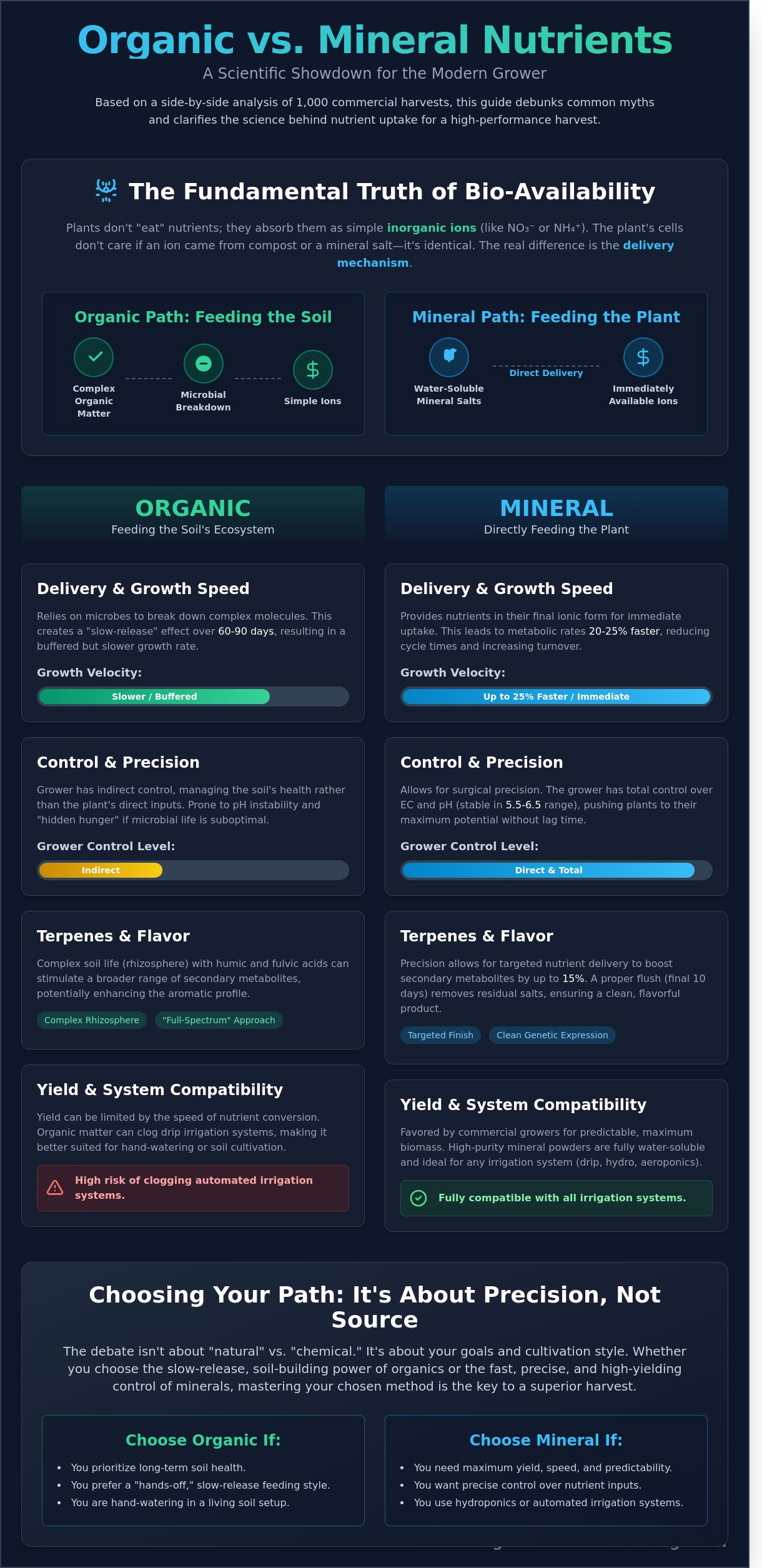Organic vs Synthetic Nutrients for Cannabis: The Expert Comparison infographic