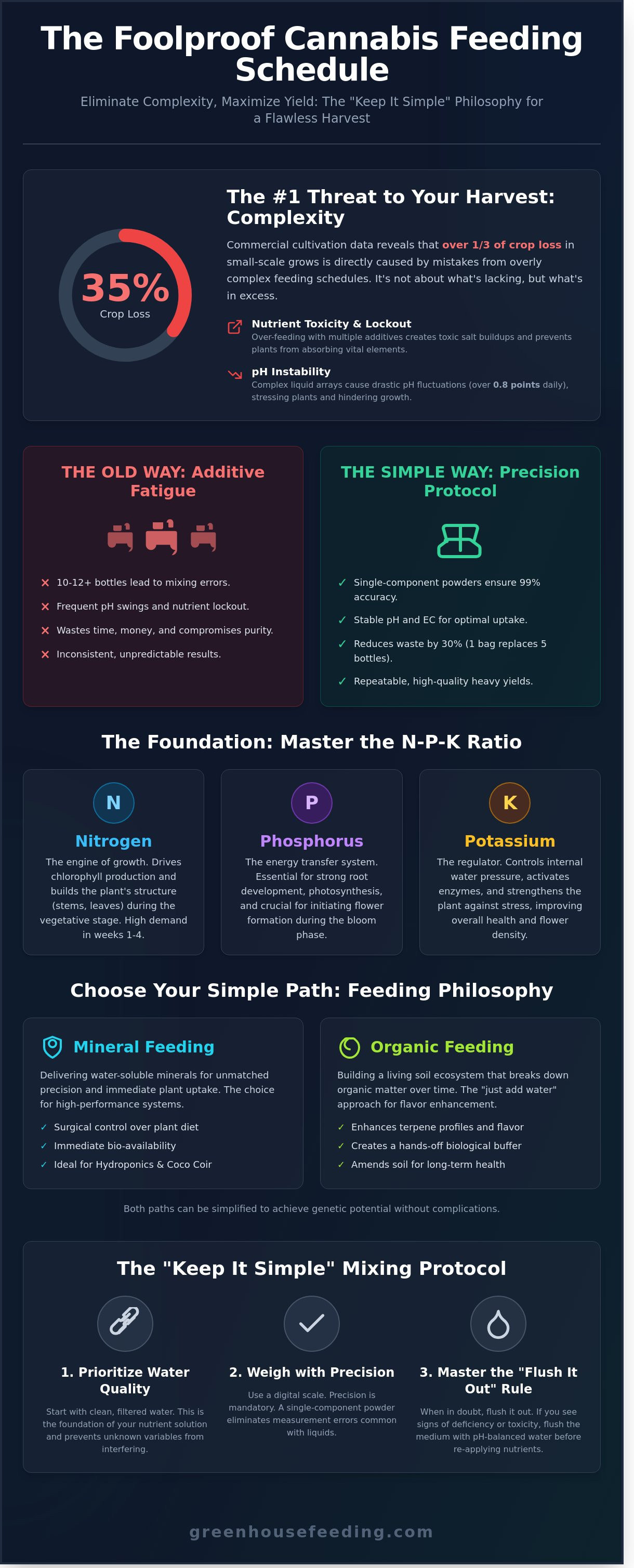 The Foolproof Cannabis Feeding Schedule: A Master Grower’s Guide to Simplicity infographic