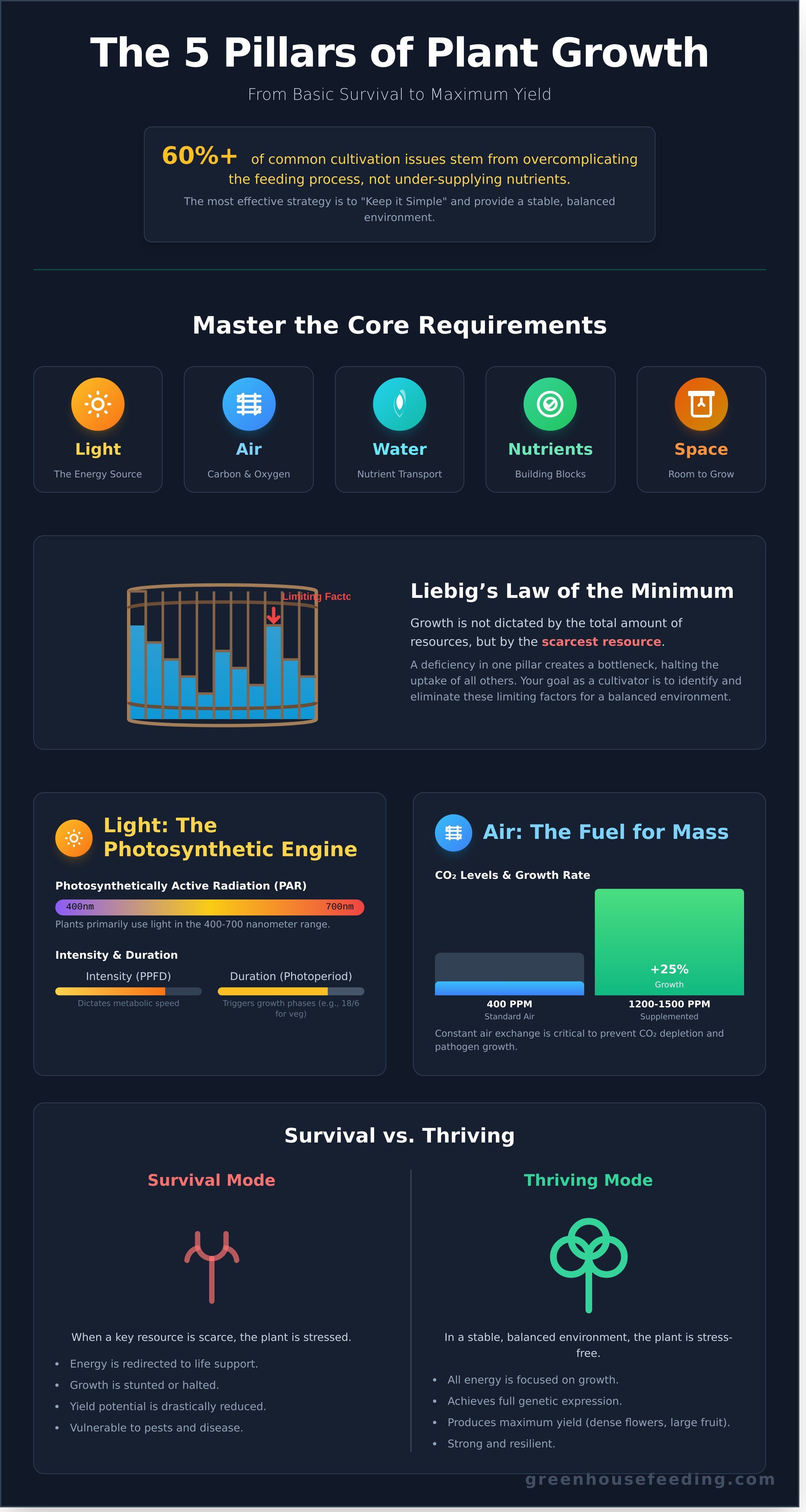 What Does a Plant Need to Survive and Grow? The 5 Pillars of Cultivation infographic